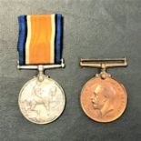 WWI MEDAL PAIR to Moses Kent, the 1914-1918 war medal with ribbon and the Mercantile Marine 1914-