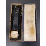BERNEX 1940'S 9ct GOLD WRISTWATCH the manual wind circular dial with black Arabic numerals and