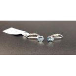 PAIR OF CERTIFIED AQUAMARINE DROP EARRINGS in nine carat white gold, with certificate of
