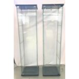 TWO ILLUMINATED GLASS DISPLAY CABINETS each with three glass shelves, 163.5cm high (2)