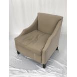 ARMCHAIR with a padded back, shaped arms and a loose seat cushion, covered in a cream cotton with