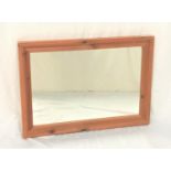 OBLONG PINE WALL MIRROR with a plain plate, 63cm x 88cm