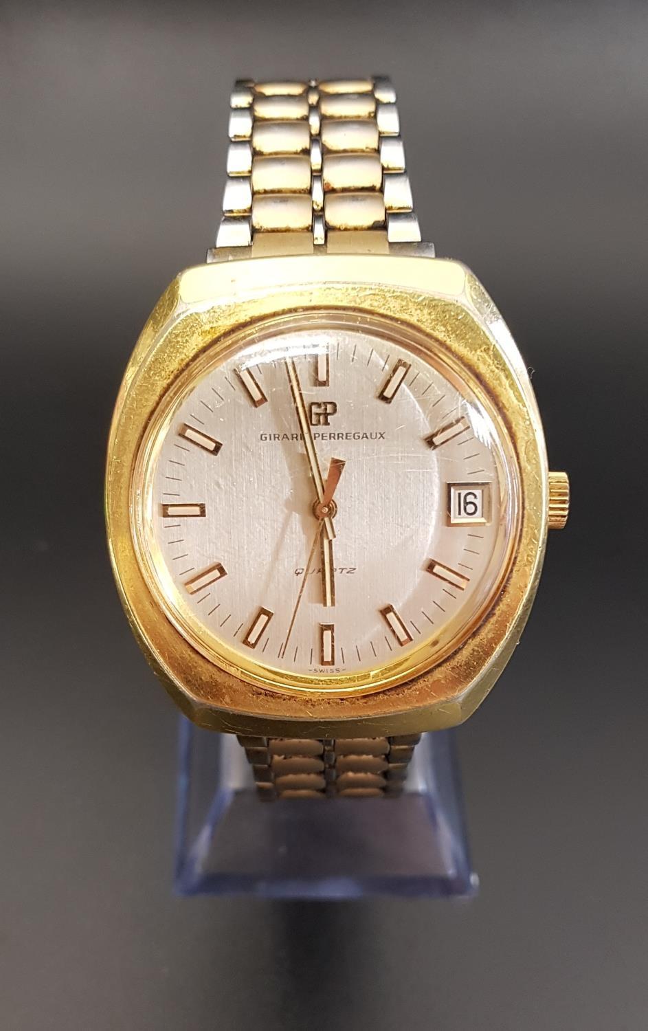 1970s GIRARD PERREGAUX GENTLEMEN'S WRISTWATCH the gilt dial with baton five minute markers and