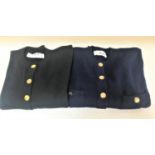 TWO PRINGLE OF SCOTLAND CREW NECK LAMSWOOL CARDIGANS one in black, size 42ins/107cm, the other in