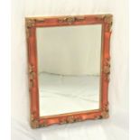 GILTWOOD OBLONG WALL MIRROR with a bevelled plate, 82.5cm x 62cm