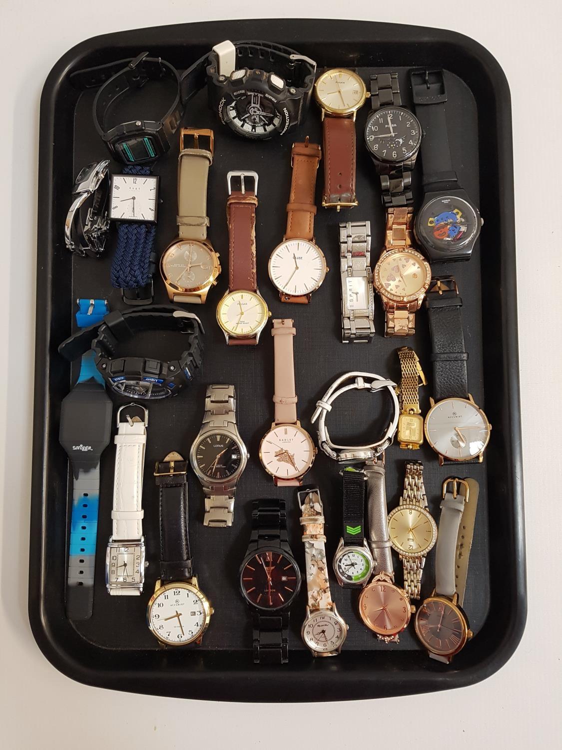 SELECTION OF LADIES AND GENTLEMEN'S WRISTWATCHES including Casio, G-Shock, Accurist, Fossil, Swatch,