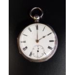 GEORGE V SILVER POCKET WATCH the white enamel dial with Roman numerals and subsidiary seconds