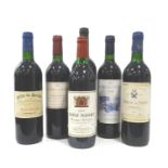 SIX BOTTLES OF FRENCH VINTAGE RED WINE A selection of six bottles, comprising: one CHATEAU PLAISANCE