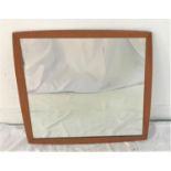 TEAK FRAME WALL MIRROR in a shaped frame, 54cm x 54cm
