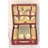 BREXTON PICNIC HAMPER fitted for four with cups and saucers, tea spoons, two thermos flasks and food