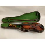 FRENCH VIOLIN BY JTL full size with one piece back, bearing an interior label JTL and the number