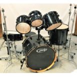 PDP X7 DRUM SET all maple with a black gloss finish, comprising seven drums, double foot peddle