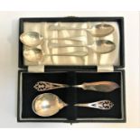 CASED SILVER KNIFE AND SPOON both with pieced handles, Sheffield 1958; together with a set of