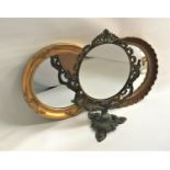 ATSONEA CIRCULAR CONVEX WALL MIRROR in a giltwood and painted frame, 38cm diameter, a circular