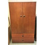 AVALON TEAK WARDROBE with a pair of doors above two drawers, standing on a plinth base, 153cm high