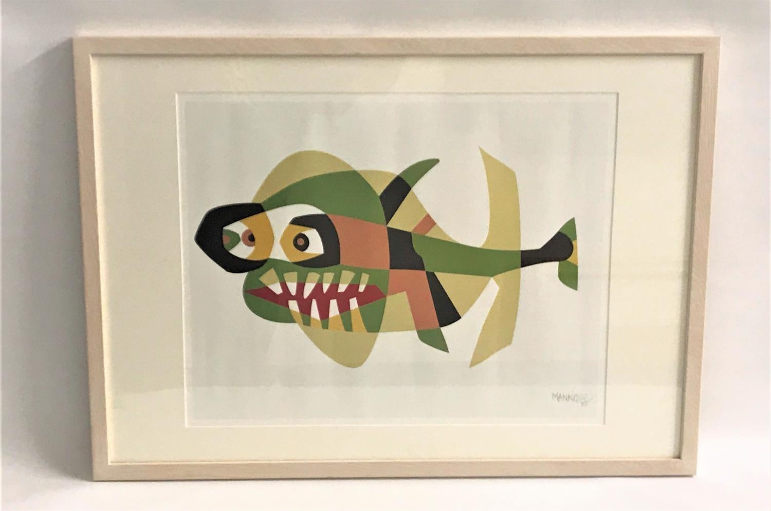 CESAR MANRIQUE Abstract fish study, print, 41.5cm x 52.5cm