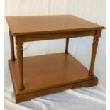 LEGATE LIGHT OAK AND CROSSBANDED OCCASIONAL TABLE with a rectangular top, standing on turned