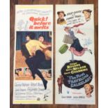 THIRTEEN US MOVIE INSERT POSTERS dating from 1930s to 1960s, comprising 'Quick before it melts' (