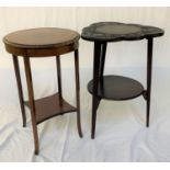 EDWARDIAN MAHOGANY CIRCULAR OCCASIONAL TABLE standing on slender shaped supports united by a