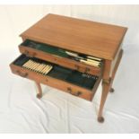 MAHOGANY TABLE CANTEEN OF SILVER PLATED CUTLERY in the 'Old English' pattern with twelve place