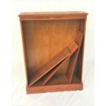 CHERRY OPEN BOOKCASE with a moulded top above three adjustable shelves, standing on a plinth base,