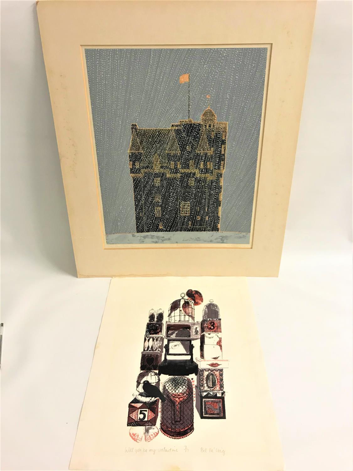 MALCOLM AND BEL McCOIG LIMITED EDITION SCREENPRINTS comprising 'Snow Storm, Castle Fraser' but