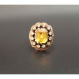 GEORGIAN/EARLY VICTORIAN YELLOW SAPPHIRE AND DIAMOND DRESS RING the central foil backed yellow