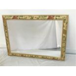 RECTANGULAR WALL MIRROR in a floral painted frame, 71cm x 98.5cm