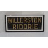 ORIGINAL GLASGOW CORPORATION LINEN TRAM DESTINATION BLINDS - MILLERSTON & RIDDRIE circa 1940s from