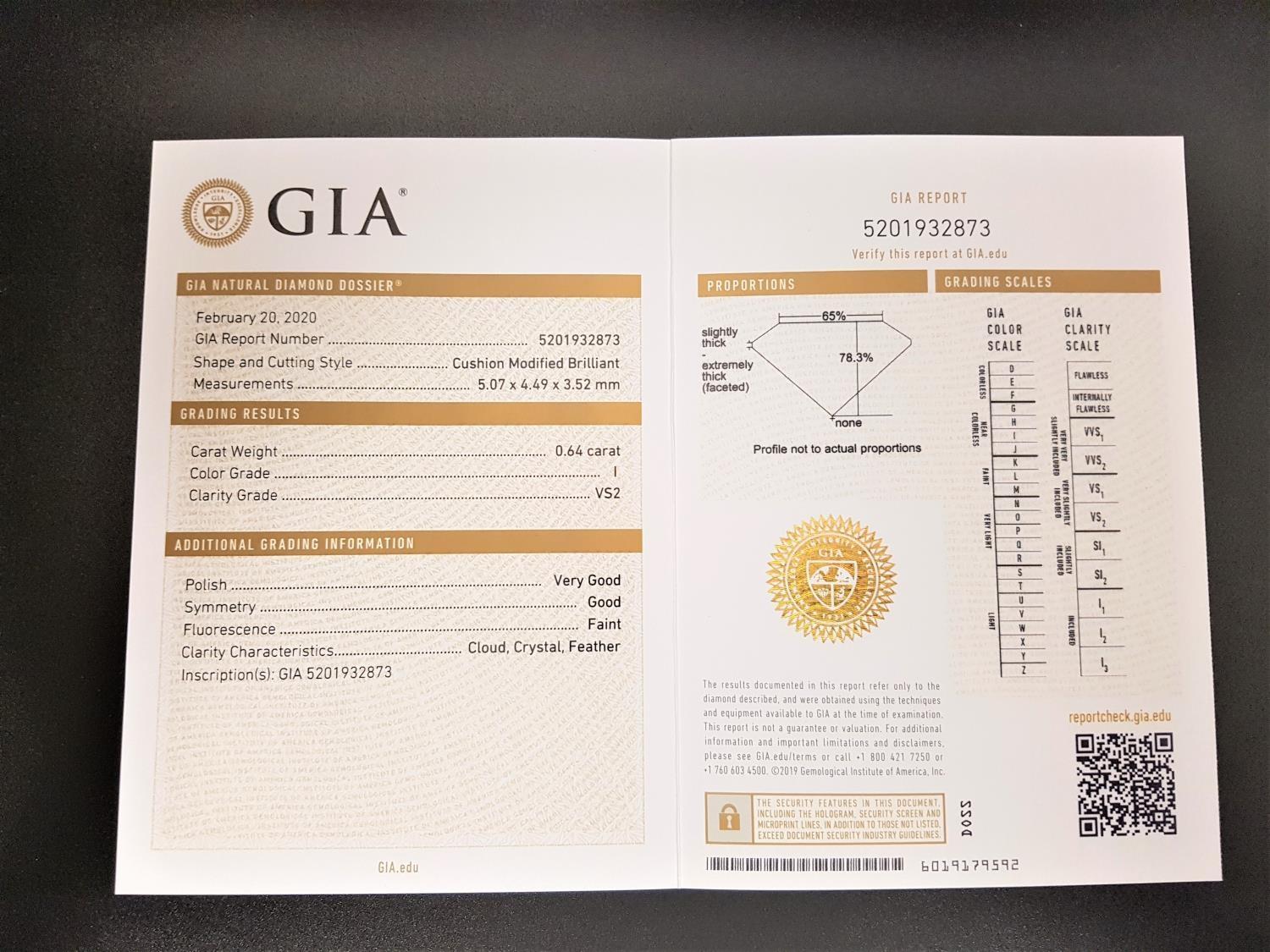 CERTIFIED LOOSE DIAMOND with GIA certificate stating the diamond to be a cushion modified - Image 2 of 3