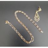NINE CARAT GOLD NECK CHAIN 42.5cm long and approximately 2.4 grams; together with a single ten carat