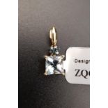 CERTIFIED AQUAMARINE AND BLUE DIAMOND PENDANT the square cut Idar aquamarine weighing 1.04cts, below