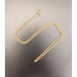NINE CARAT GOLD NECK CHAIN 45.5cm long and approximately 3.7 grams
