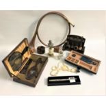 MIXED LOT OF COLLECTABLES including a French style hunting horn, Ortak pewter letter opener,