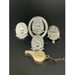SCOTTISH POLICE BADGES including three national cap badges, a large 'City Of Glasgow Police' badge