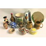 SELECTION OF CERAMICS including Satsuma vases, some with marks to base, a Royal Doulton plate, a