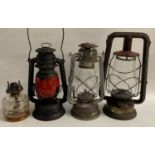 THREE RAILWAY LANTERNS including a 1930's Dietz Monarch with original glass, 1930's NIER #270