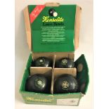 HENSELITE LAWN BOWLS classic deluxe size-4 heavy black in original box