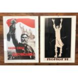 TWO REPRODUCTION RUSSIAN SOVIET ERA PROPOGANDA POSTERS one from 1921 referring to food shortages
