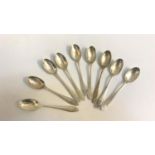 SET OF NINE GEORGE V SILVER TEASPOONS hallmarked for Sheffield 1924, maker James Deakin & Sons,