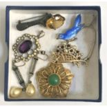 SELECTION OF SILVER AND OTHER JEWLLERY comprising citrine set unmarked silver bird claw brooch, a