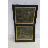 AFTER WILLIAM HOGART A SET OF SIX 19TH CENTURY BLACK AND WHITE ENGRAVINGS 38cm X 46cm together with