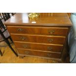 A GEORGIAN DESIGN MAHOGANY CHEST of rectangular outline with four long graduated drawers on bracket