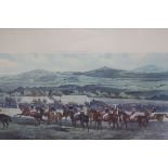 A SET OF FOUR RACING PRINTS inscribed Punchestown Conyngham Cup 63cm x 97cm