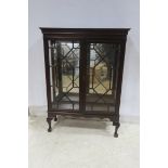 A MAHOGANY CHINA DISPLAY CABINET the rectangular top above a pair of astragal glazed doors the