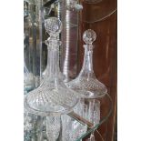 A PAIR OF WATERFORD CUT GLASS SHIP'S DECANTERS inishfree patterns