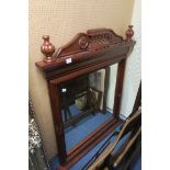 AN EMPIRE DESIGN MAHOGANY FRAME MIRROR the rectangular plate within a reeded strapwork frame with