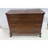 A GEORGIAN DESIGN MAHOGANY CHEST of rectangular bowed outline the shaped top above four long