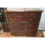 A 19TH CENTURY MAHOGANY CHEST of two short and four long drawers on moulded base 120cm (h) x 122cm