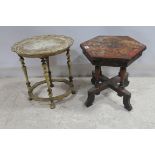 TWO CONTINENTAL STAINED WOOD AND POLYCHROME TABLES
